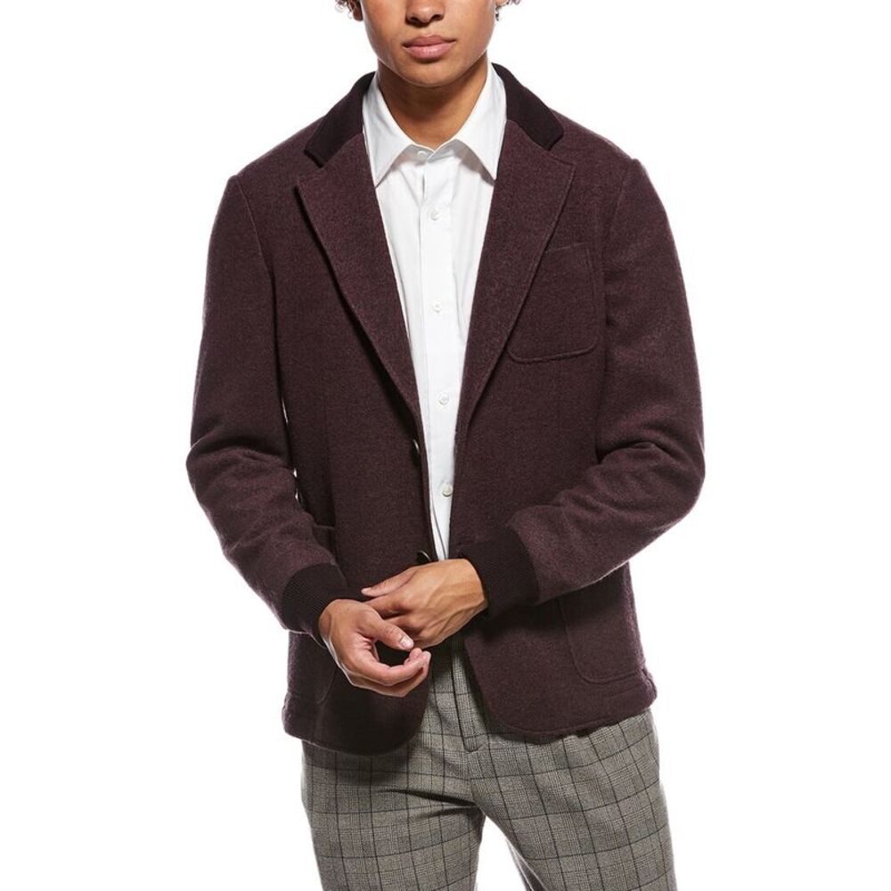 Canali Mens Wool-Blend Blazer, Purple